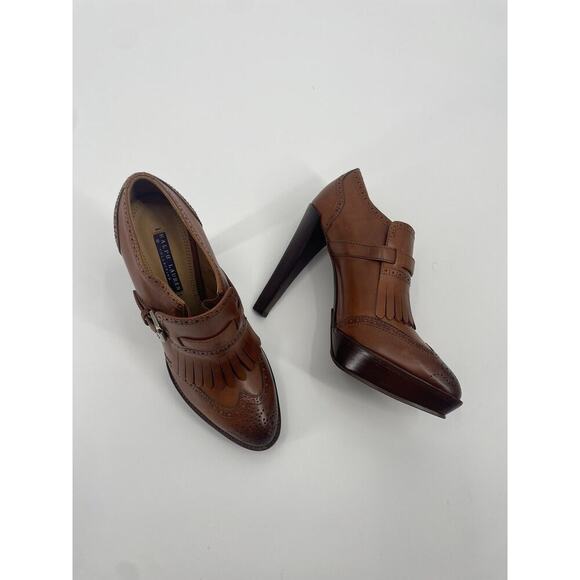 Ralph Lauren Collection Purple Label High Heels Boots 8.5 Fringe Ankle Booties - Picture 5 of 11